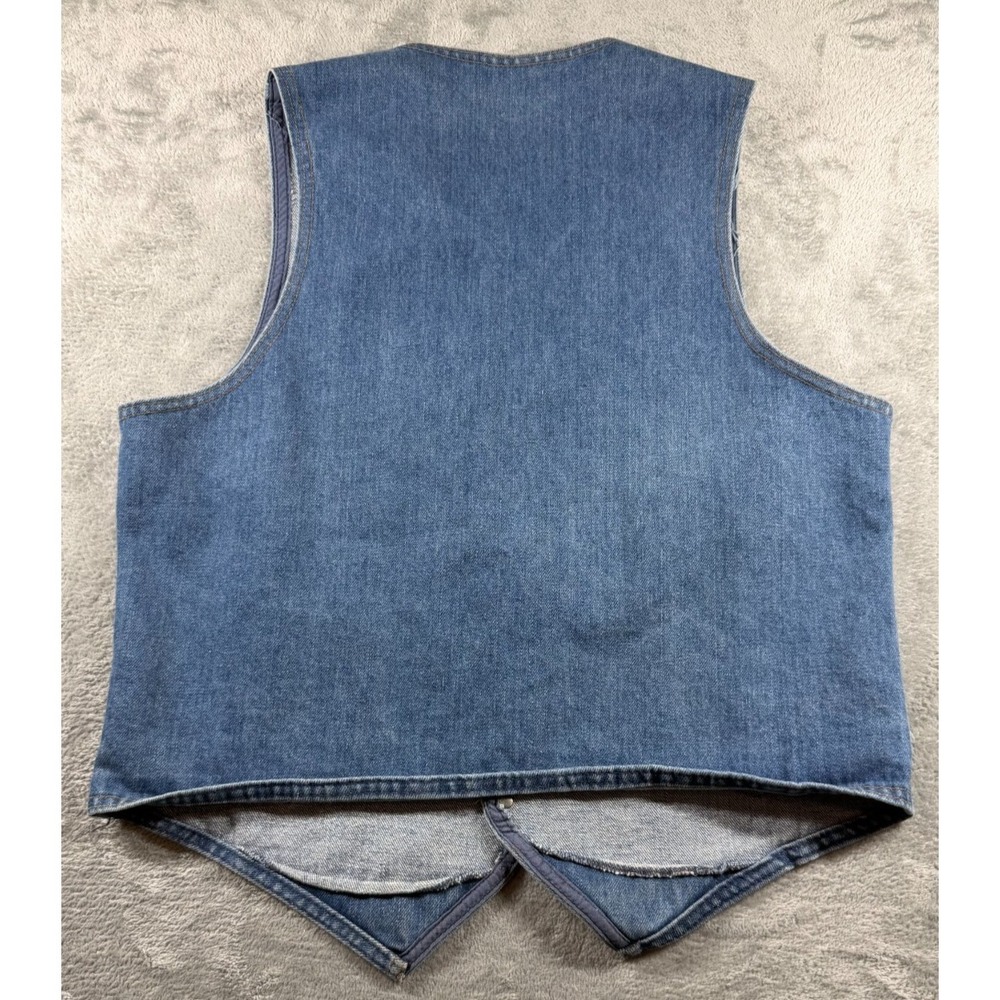 Vtg Denim Vest Mens Large Made USA Button Front Blue Jean Western - Picture 9 of 9